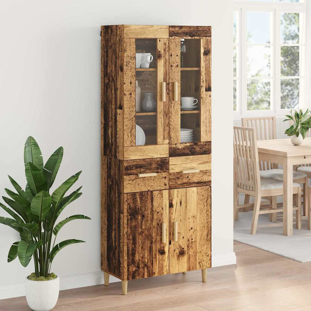 Aparador alto con cajón Madera envejecida 69,5 x 34 x 180 cm