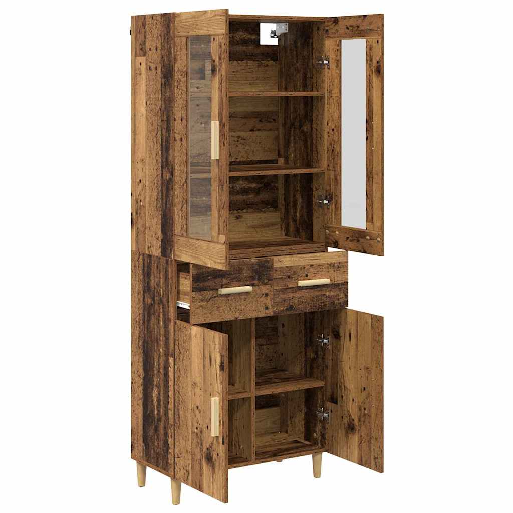 Aparador alto con cajón Madera envejecida 69,5 x 34 x 180 cm
