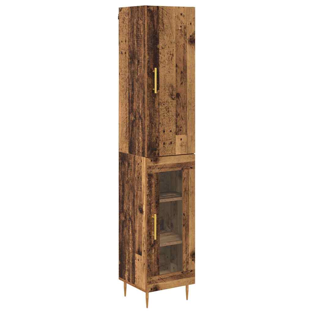 Aparador alto 2 pcs Madera envejecida Madera de ingeniería