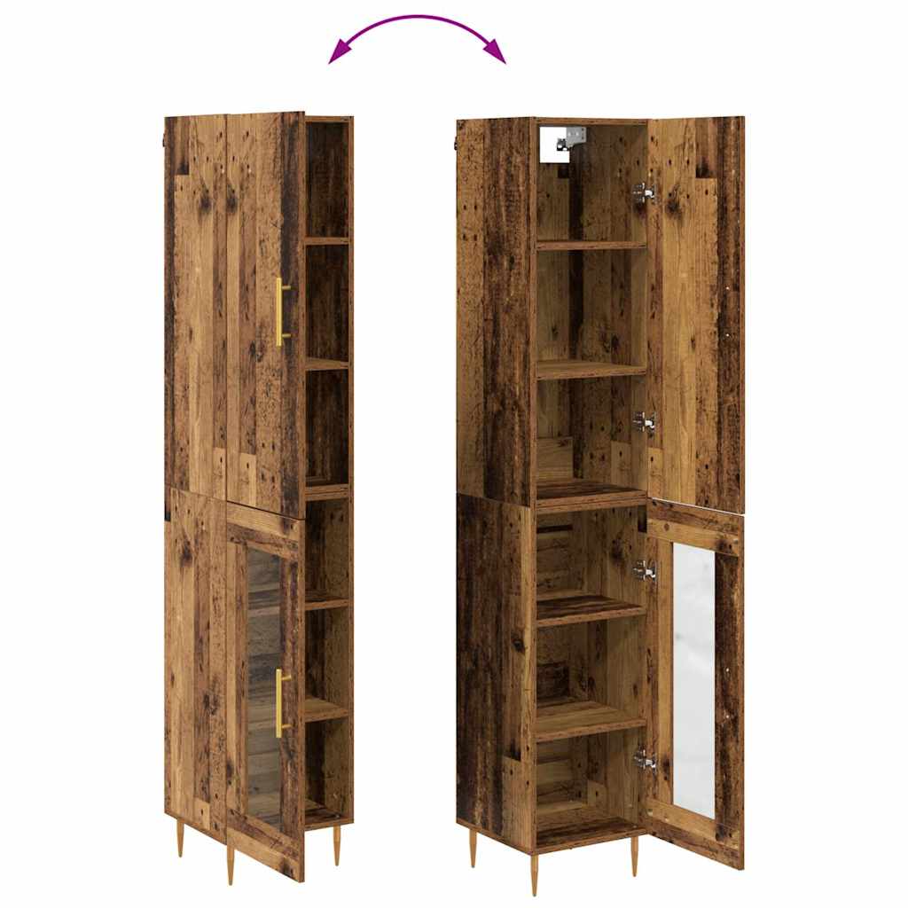 Aparador alto 2 pcs Madera envejecida Madera de ingeniería
