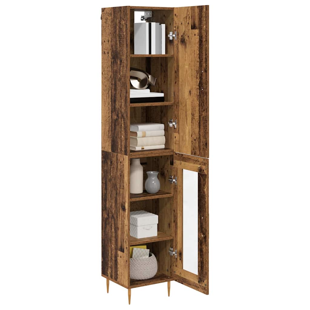 Aparador alto 2 pcs Madera envejecida Madera de ingeniería
