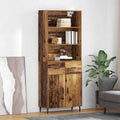 Aparador alto con cajón Madera envejecida 69,5 x 34 x 180 cm