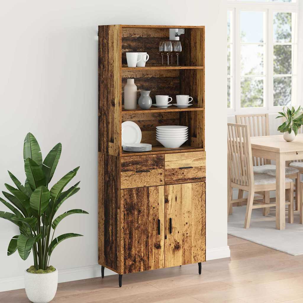 Aparador alto con cajón Madera envejecida 69,5 x 34 x 180 cm