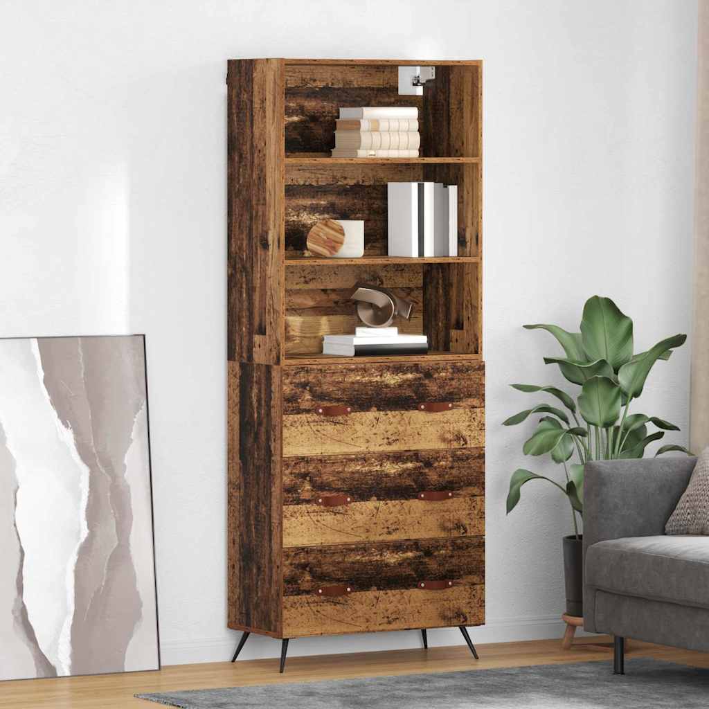 Aparador alto con cajón Madera envejecida 69,5 x 34 x 180 cm