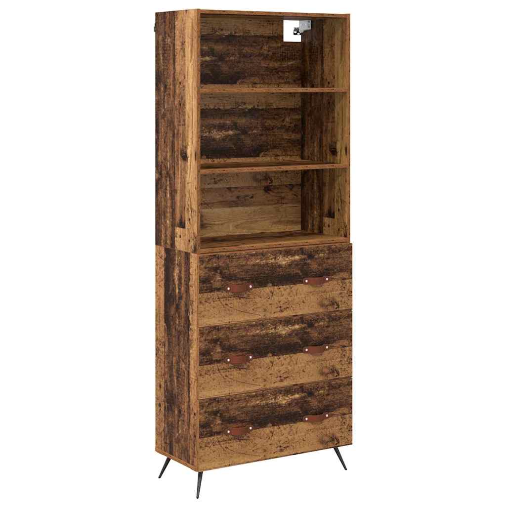 Aparador alto con cajón Madera envejecida 69,5 x 34 x 180 cm