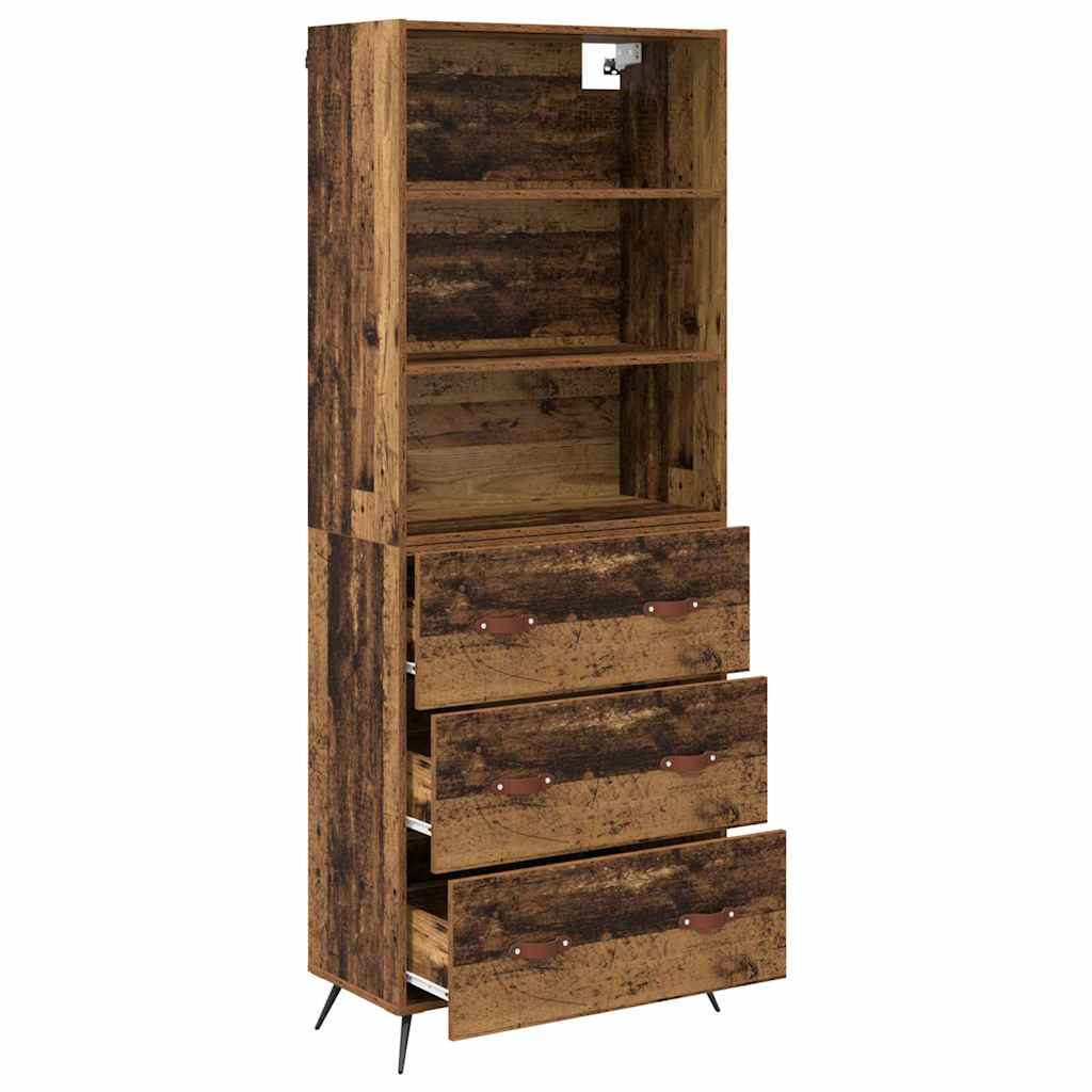 Aparador alto con cajón Madera envejecida 69,5 x 34 x 180 cm