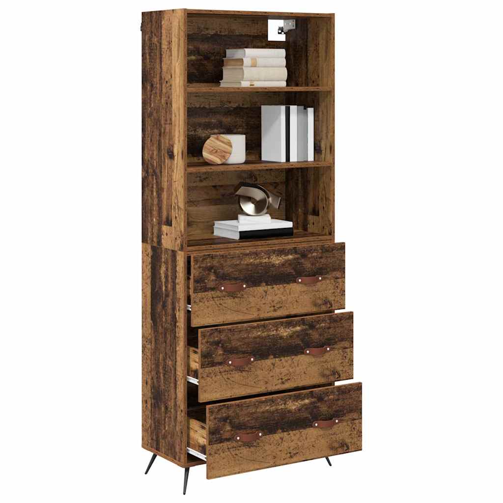 Aparador alto con cajón Madera envejecida 69,5 x 34 x 180 cm