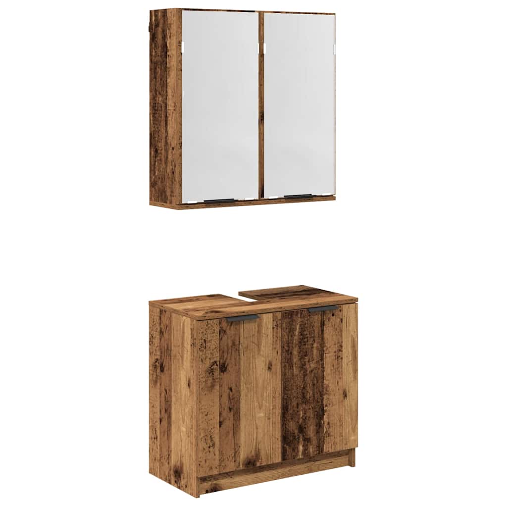 Juego de Muebles de Baño Madera envejecida Madera de ingeniería