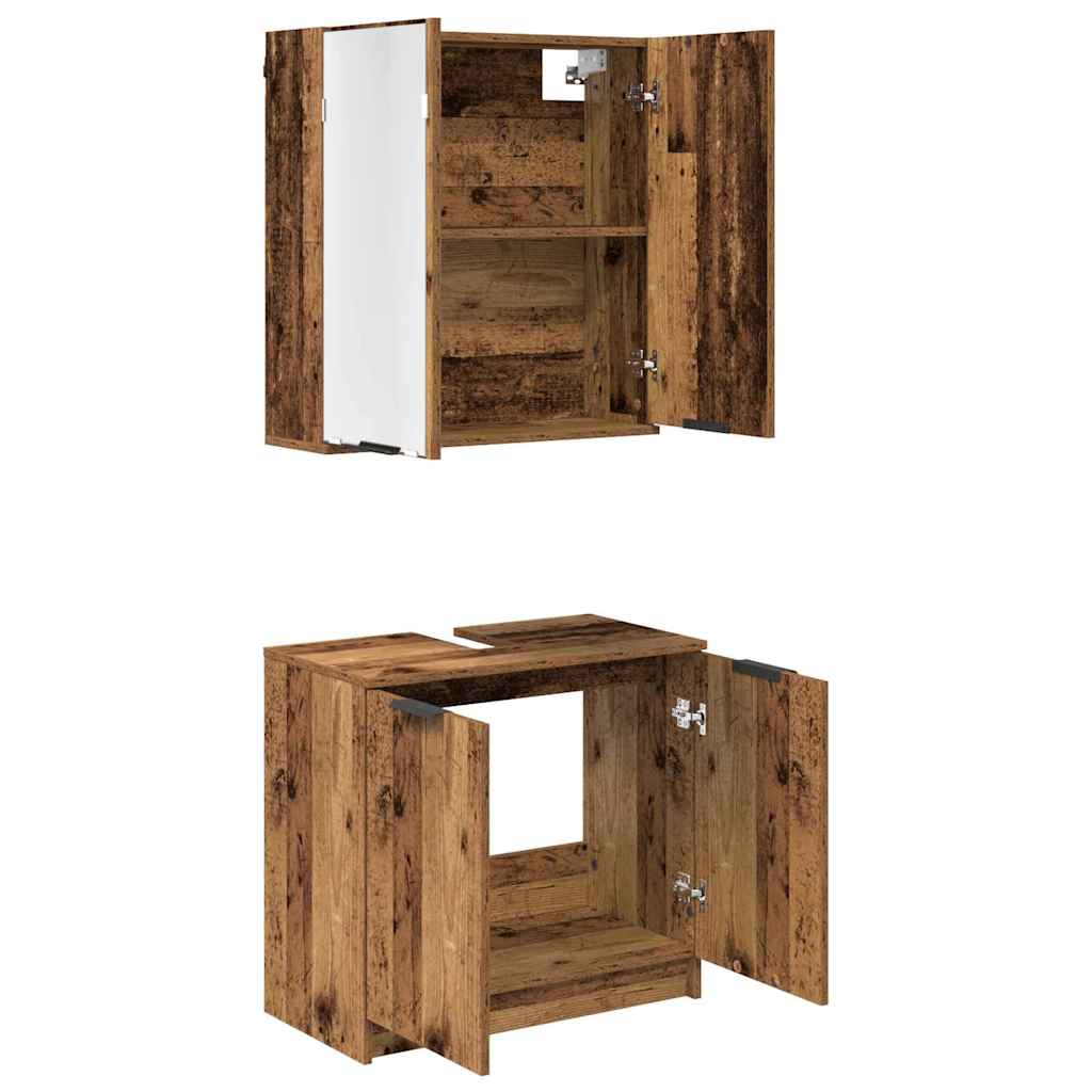 Juego de Muebles de Baño Madera envejecida Madera de ingeniería