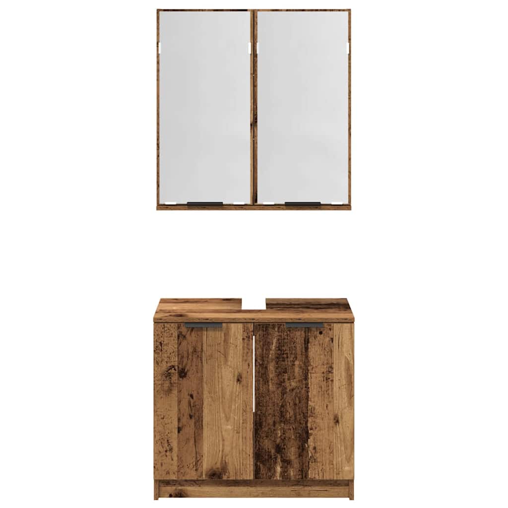 Juego de Muebles de Baño Madera envejecida Madera de ingeniería