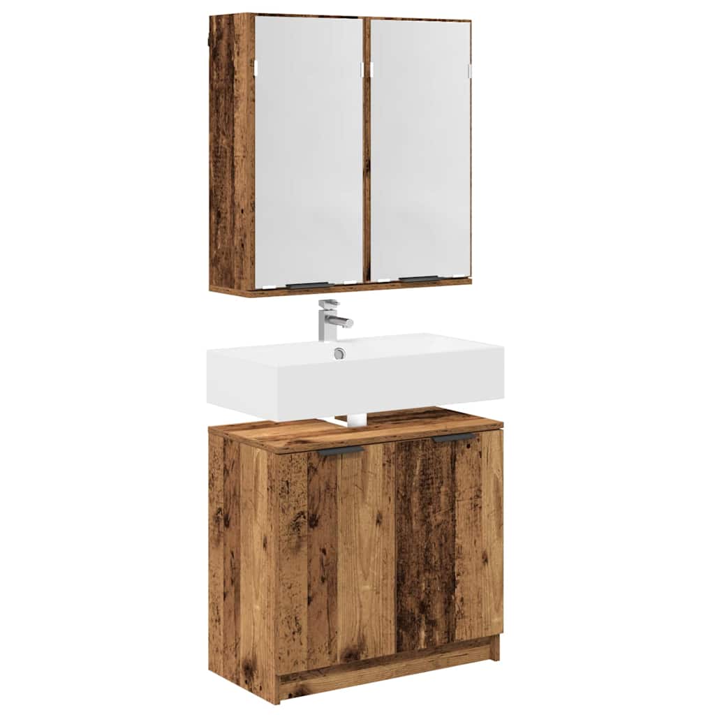 Juego de Muebles de Baño Madera envejecida Madera de ingeniería
