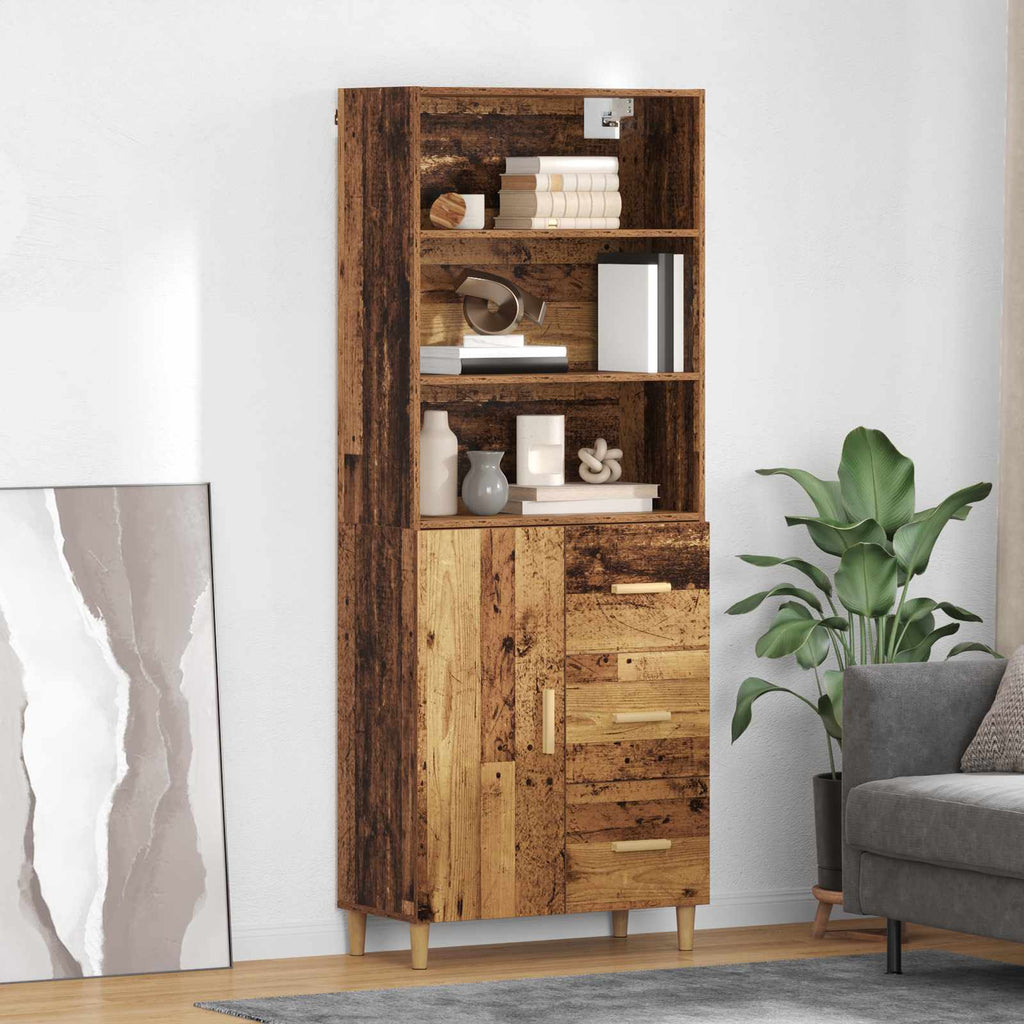 Aparador alto con cajón Madera envejecida 69,5 x 32,5 x 180 cm