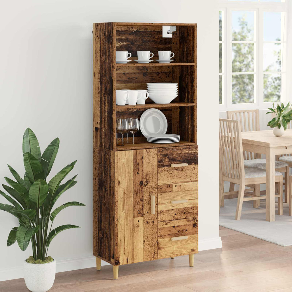 Aparador alto con cajón Madera envejecida 69,5 x 32,5 x 180 cm