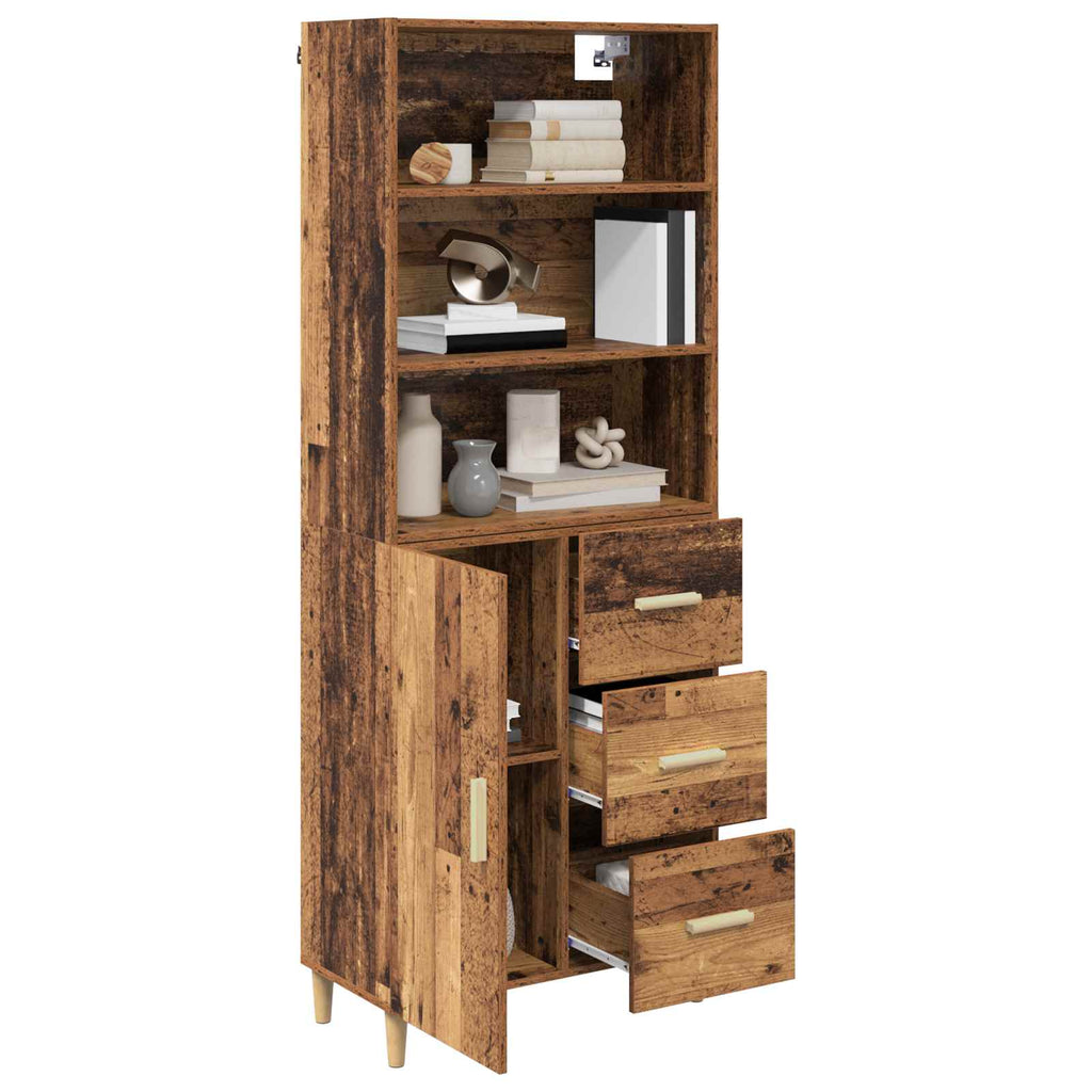 Aparador alto con cajón Madera envejecida 69,5 x 32,5 x 180 cm