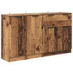 Aparador con cajón 3 pcs Madera envejecida Madera de ingeniería