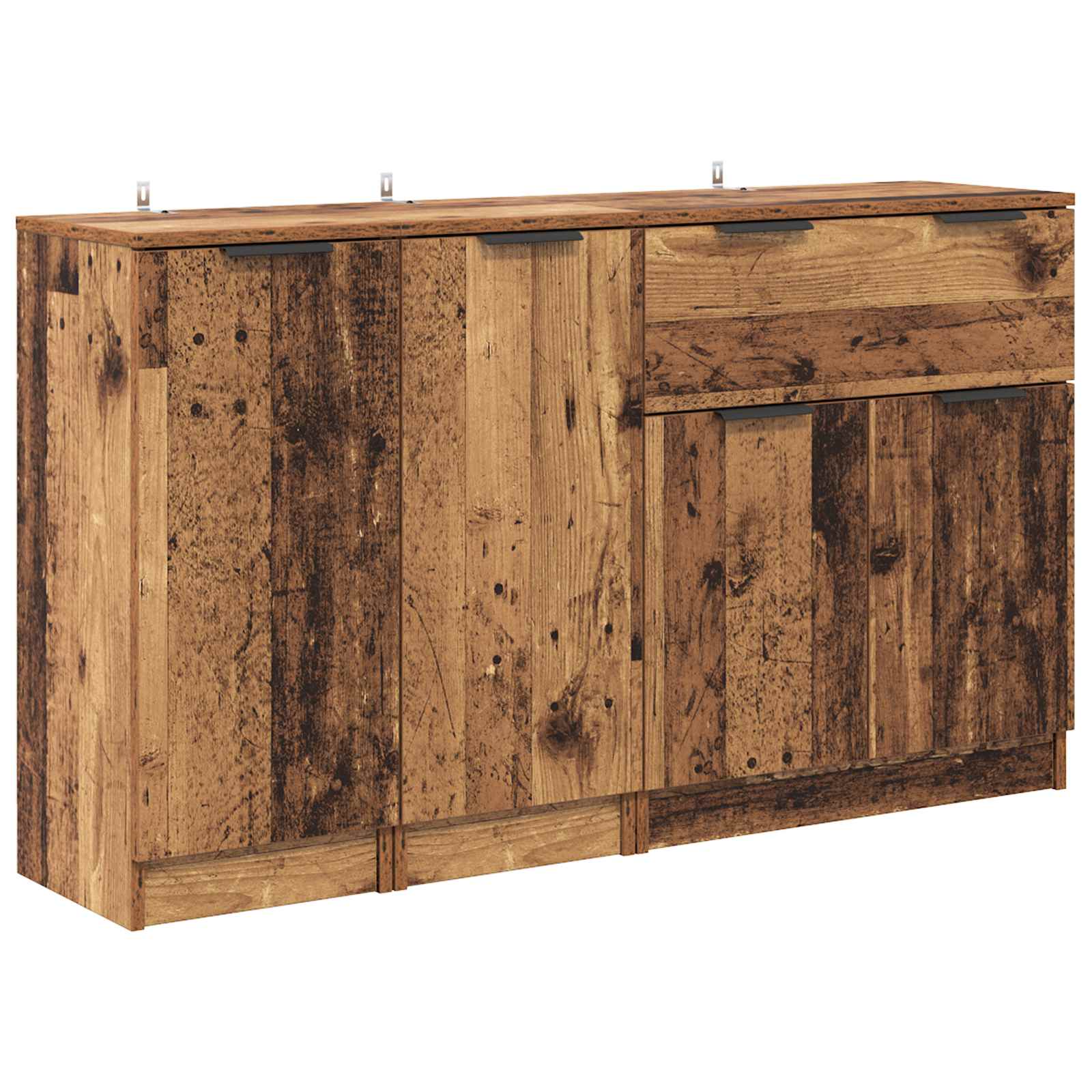 Aparador con cajón 3 pcs Madera envejecida Madera de ingeniería