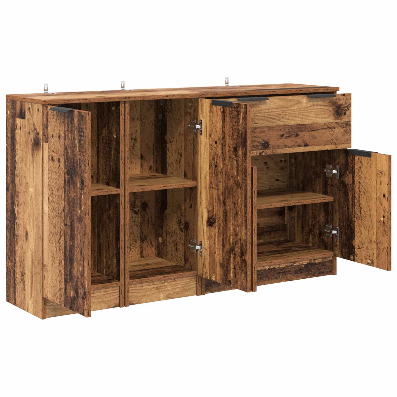 Aparador con cajón 3 pcs Madera envejecida Madera de ingeniería
