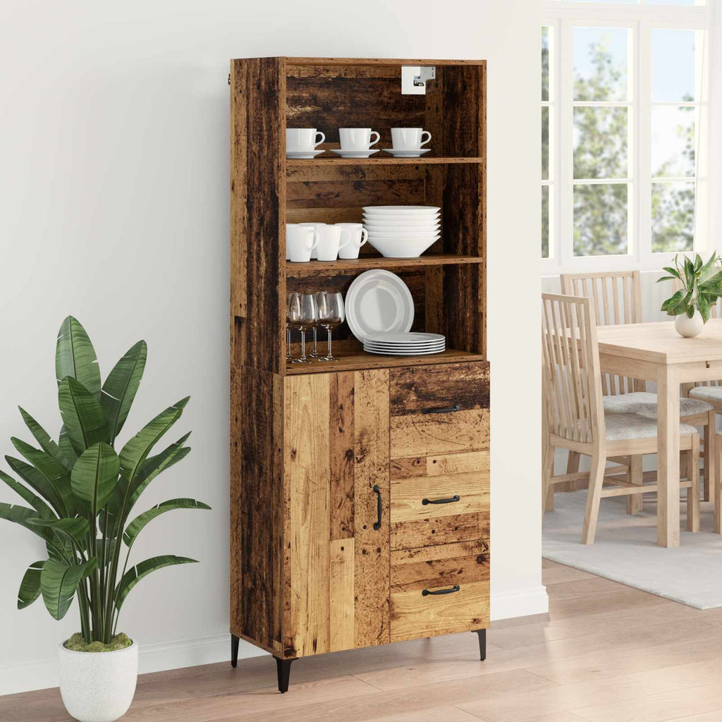 Aparador alto con cajón Madera envejecida 69,5 x 34 x 180 cm