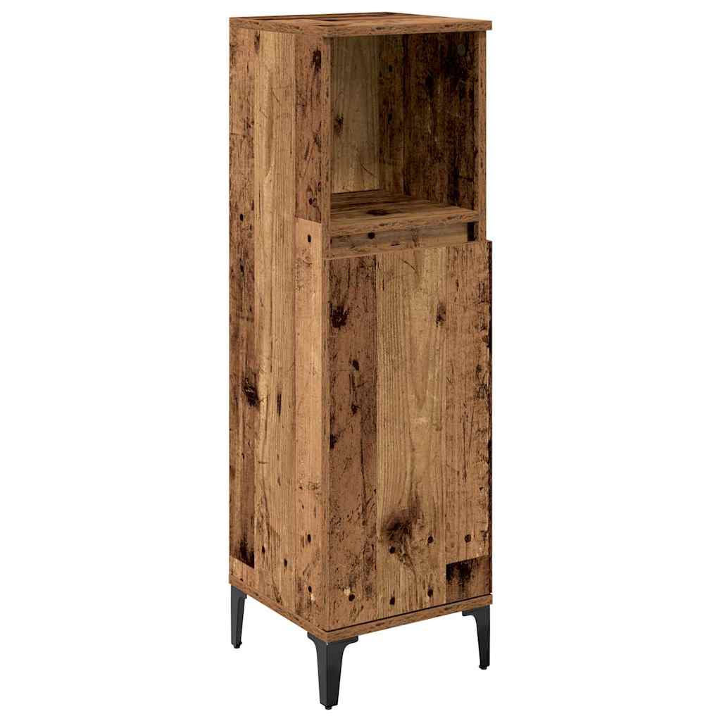 Juego de muebles de baño con estante 3 pcs Madera vieja