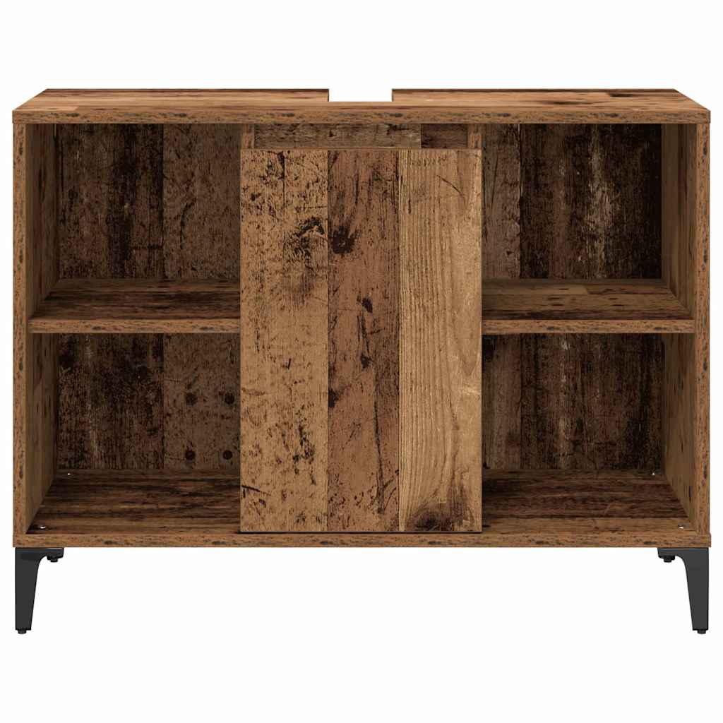 Juego de muebles de baño con estante 3 pcs Madera vieja