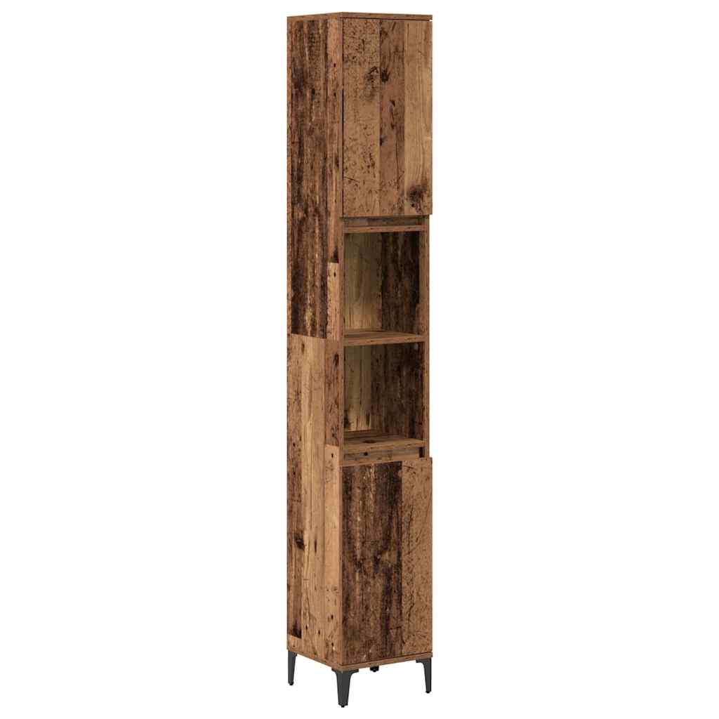 Juego de muebles de baño con estante 3 pcs Madera vieja