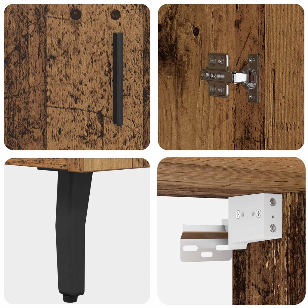 Aparador alto 2 pcs Madera envejecida Madera de ingeniería