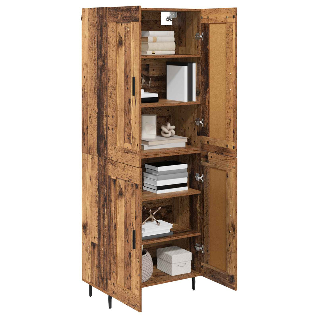 Aparador alto 2 pcs Madera envejecida Madera de ingeniería