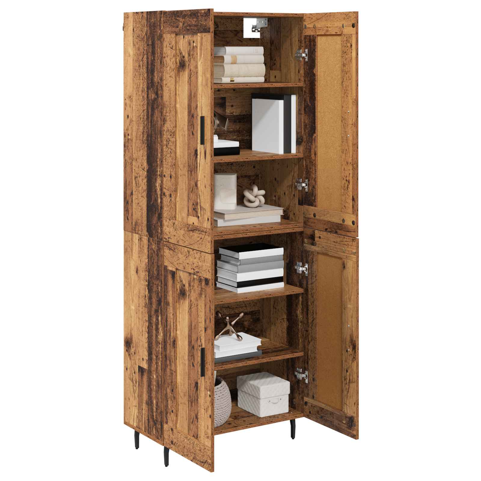 Aparador alto 2 pcs Madera envejecida Madera de ingeniería
