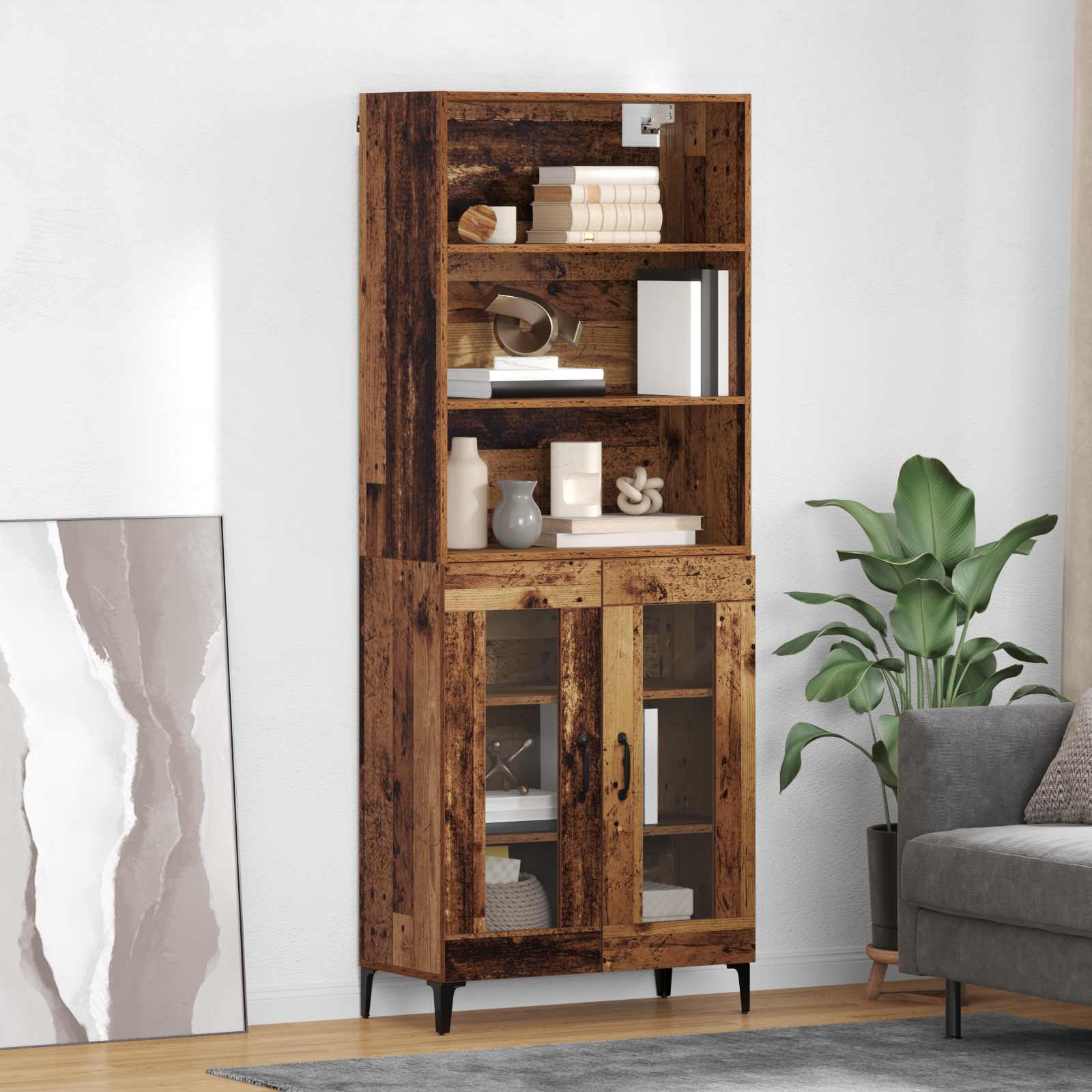 Aparador alto Madera envejecida 69,5 x 34 x 180 cm