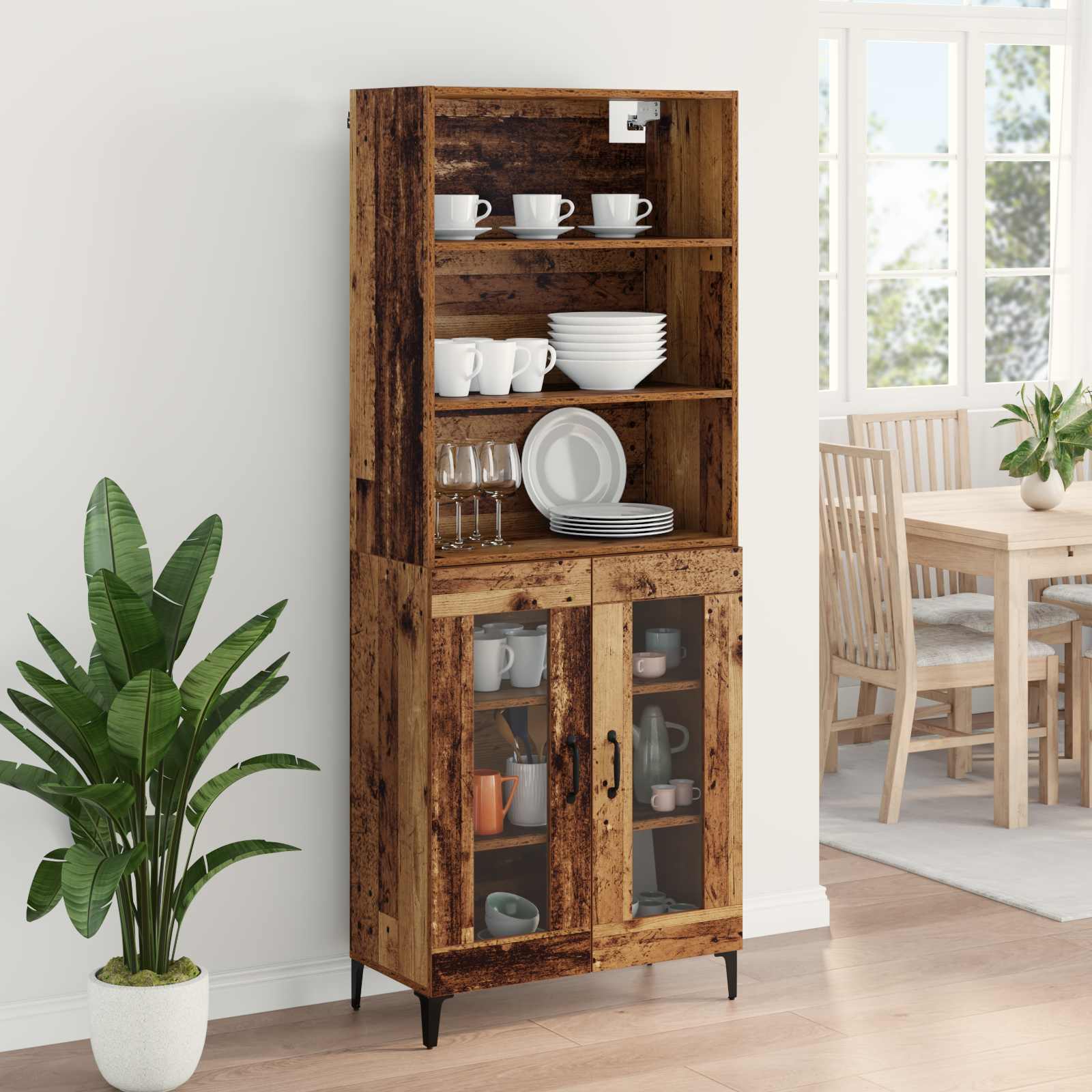 Aparador alto Madera envejecida 69,5 x 34 x 180 cm