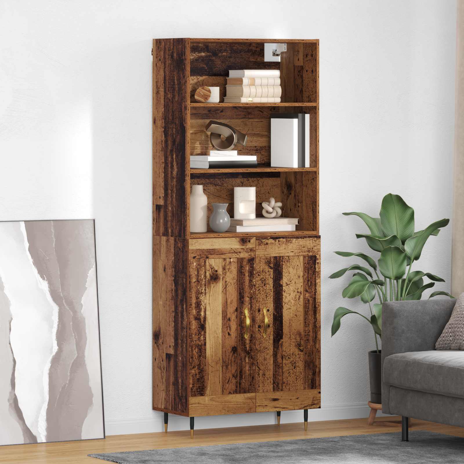 Aparador alto Madera envejecida 69,5 x 34 x 180 cm