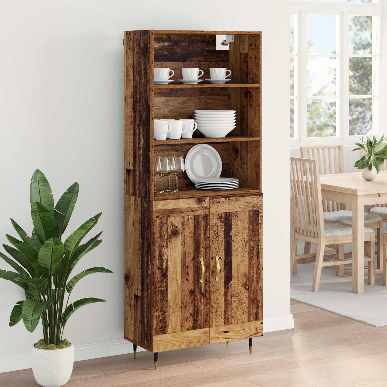 Aparador alto Madera envejecida 69,5 x 34 x 180 cm