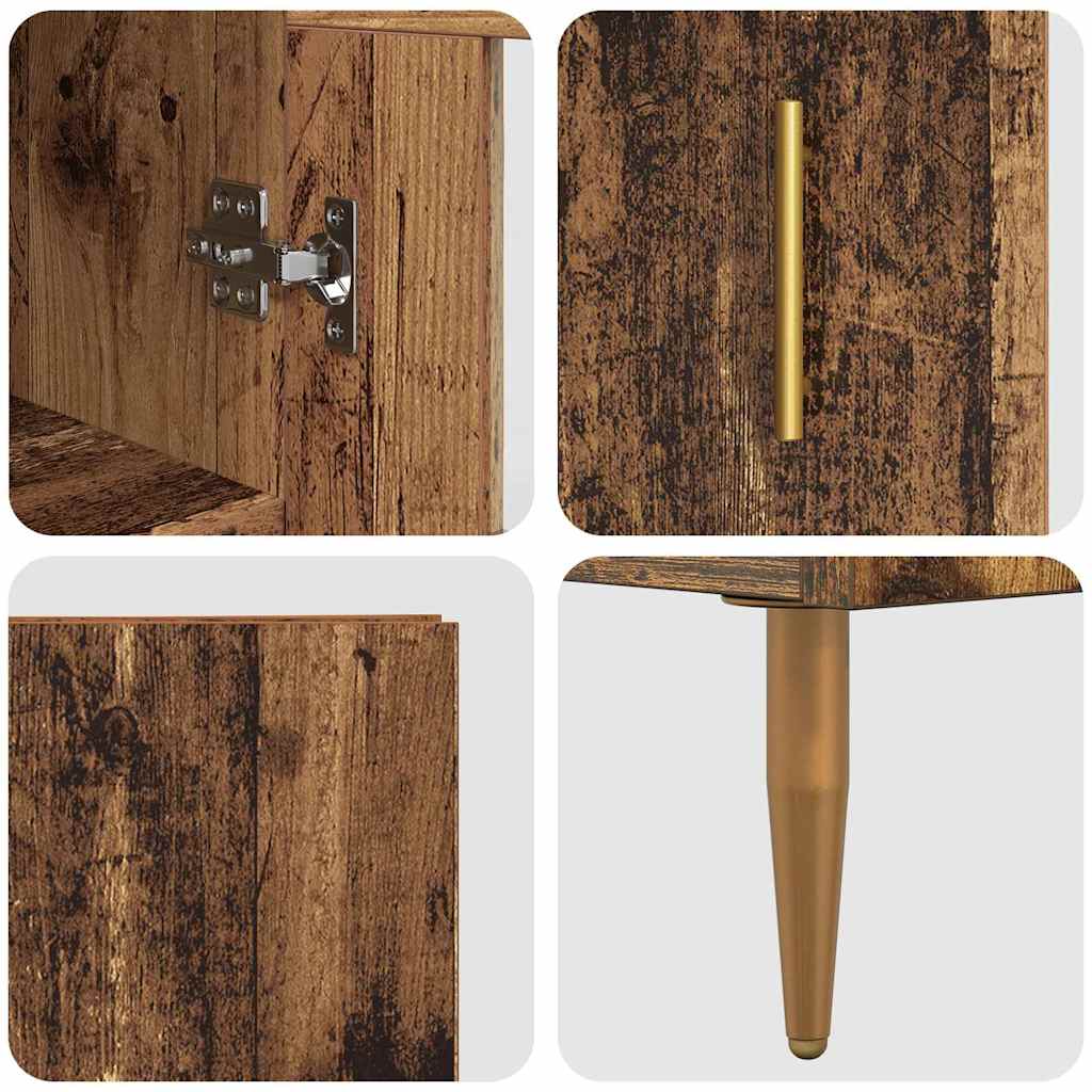 Aparador alto 2 pcs Madera envejecida Cristal