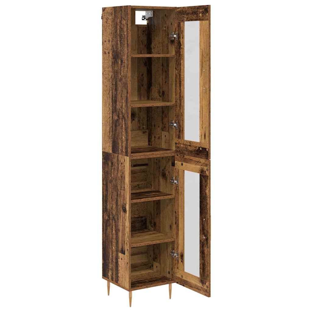 Aparador alto 2 pcs Madera envejecida Cristal