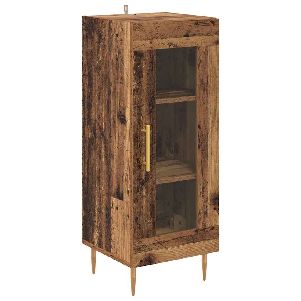 Aparador alto 2 pcs Madera envejecida Cristal
