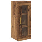 Aparador alto 2 pcs Madera envejecida Cristal