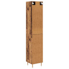 Aparador alto 2 pcs Madera envejecida Cristal