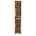 Aparador alto 2 pcs Madera envejecida Cristal