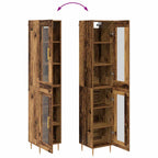 Aparador alto 2 pcs Madera envejecida Cristal