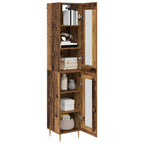 Aparador alto 2 pcs Madera envejecida Cristal