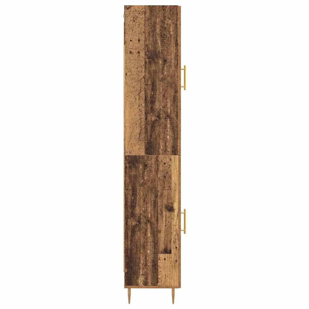 Aparador alto 2 pcs Madera envejecida Cristal