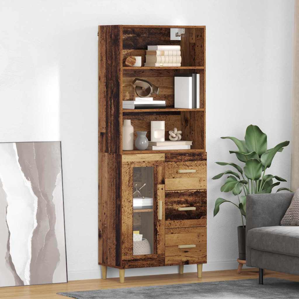 Aparador alto con cajón Madera envejecida 69,5 x 32,5 x 180 cm