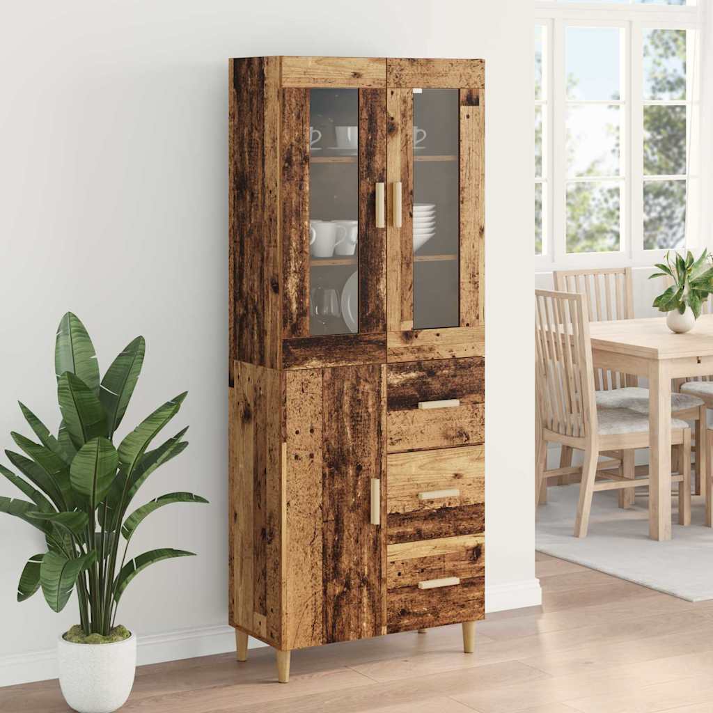 Aparador alto con cajón Madera envejecida 69,5 x 34 x 180 cm