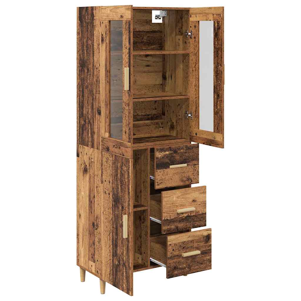 Aparador alto con cajón Madera envejecida 69,5 x 34 x 180 cm