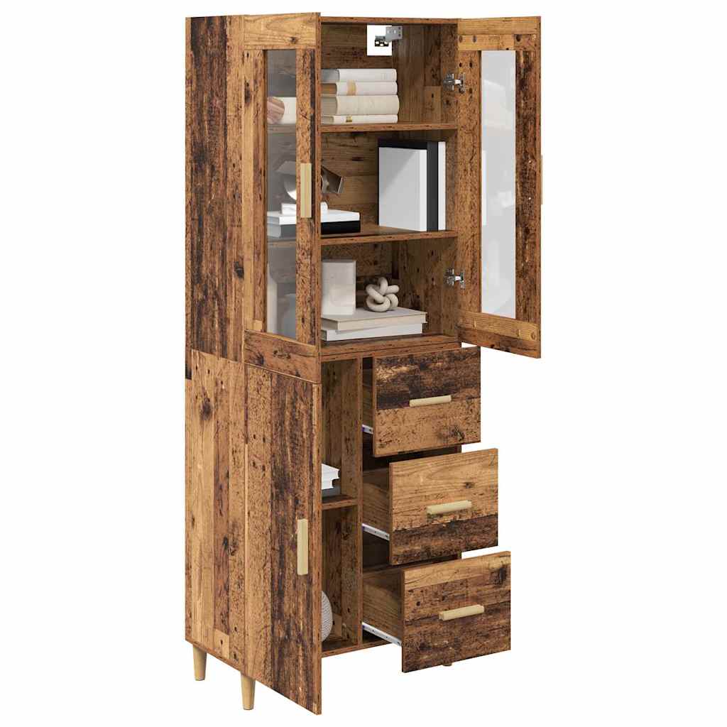 Aparador alto con cajón Madera envejecida 69,5 x 34 x 180 cm
