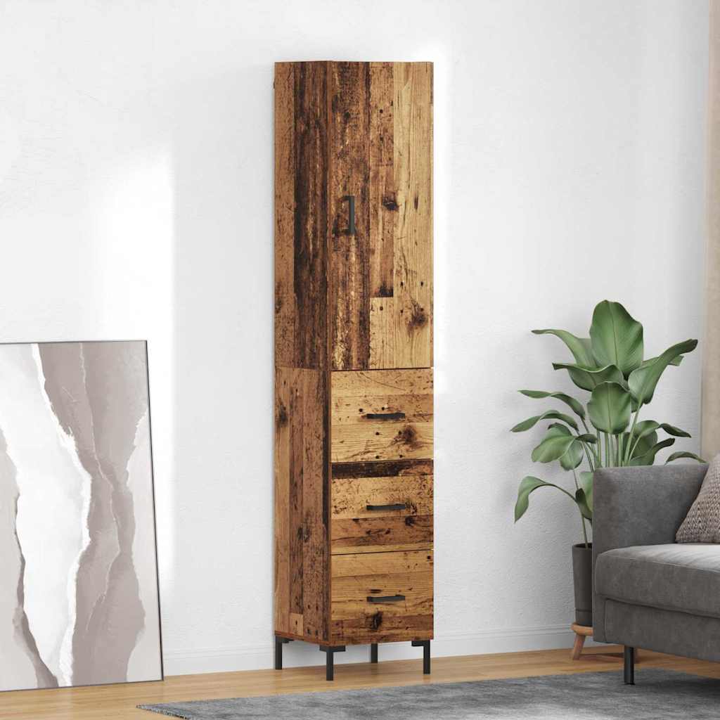 Aparador alto con cajón Madera envejecida 69,5 x 34 x 180 cm