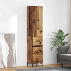 Aparador alto con cajón Madera envejecida 69,5 x 34 x 180 cm