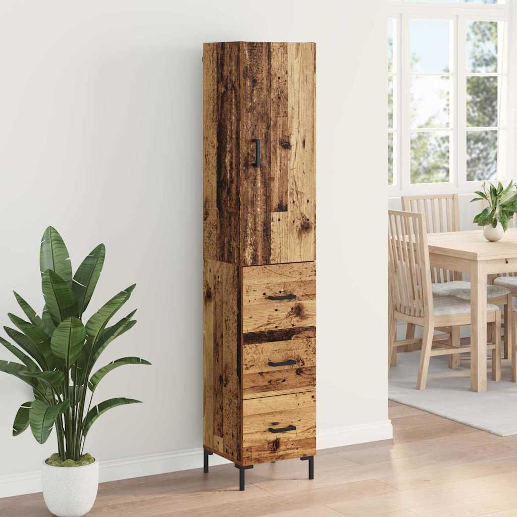 Aparador alto con cajón Madera envejecida 69,5 x 34 x 180 cm