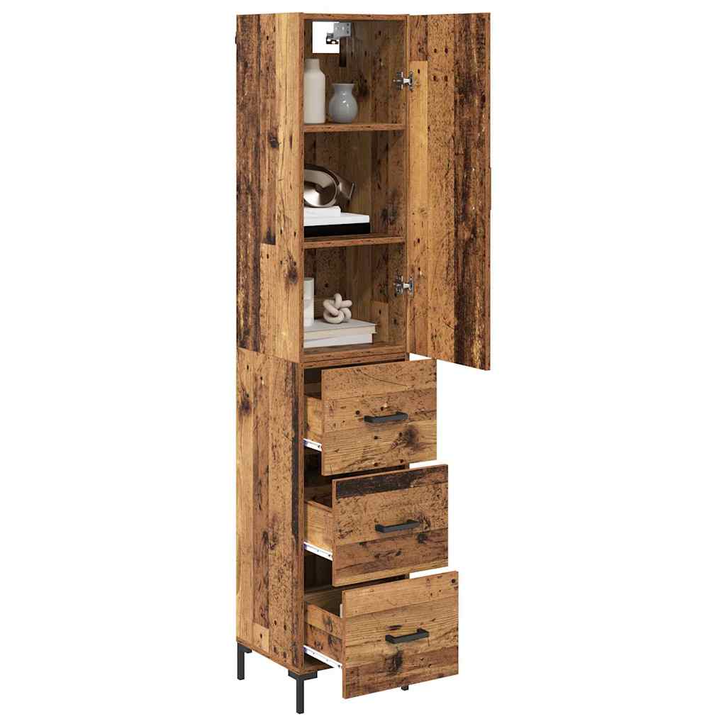 Aparador alto con cajón Madera envejecida 69,5 x 34 x 180 cm