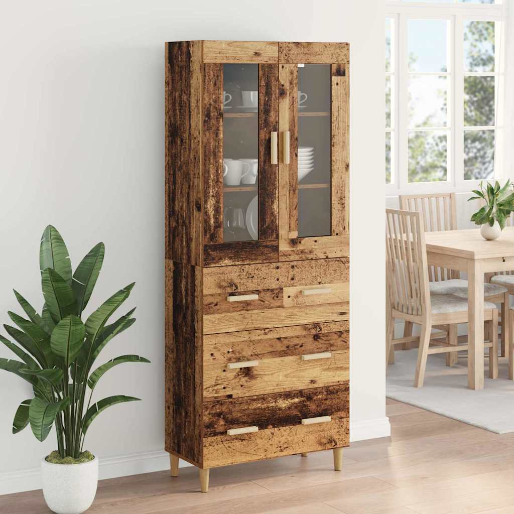 Aparador alto con cajón Madera envejecida 69,5 x 34 x 180 cm